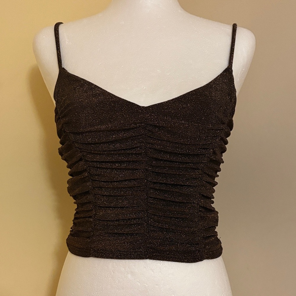 Attirance Women’s Black Ruched Strappy Cami Top S